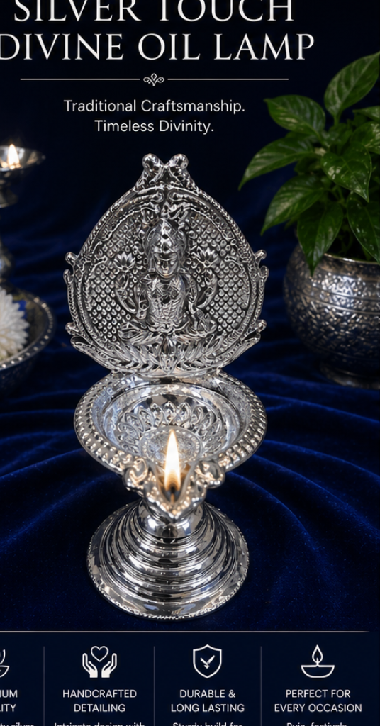 German Silver/ Lakshmi Standing Deepak