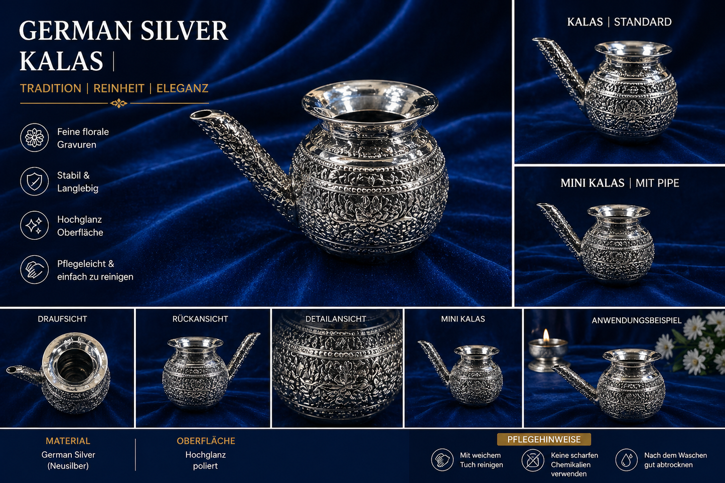 German Silver/ Mini Kalas With Pipe