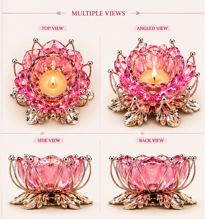 German Silver/ Pink Color Tealight Holder
