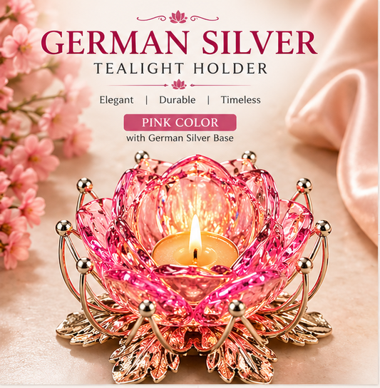 German Silver/ Pink Color Tealight Holder