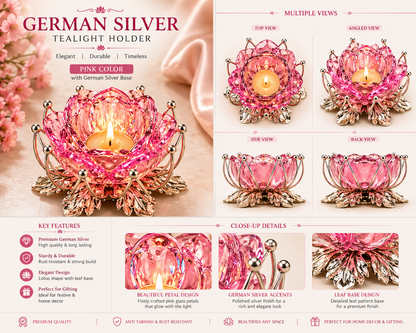 German Silver/ Pink Color Tealight Holder