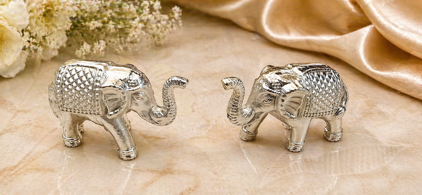 German Silver/ Solid Elephant Set