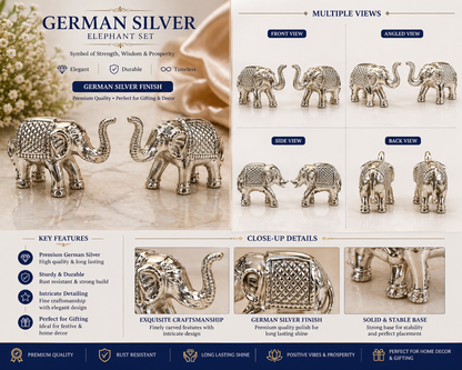 German Silver/ Solid Elephant Set