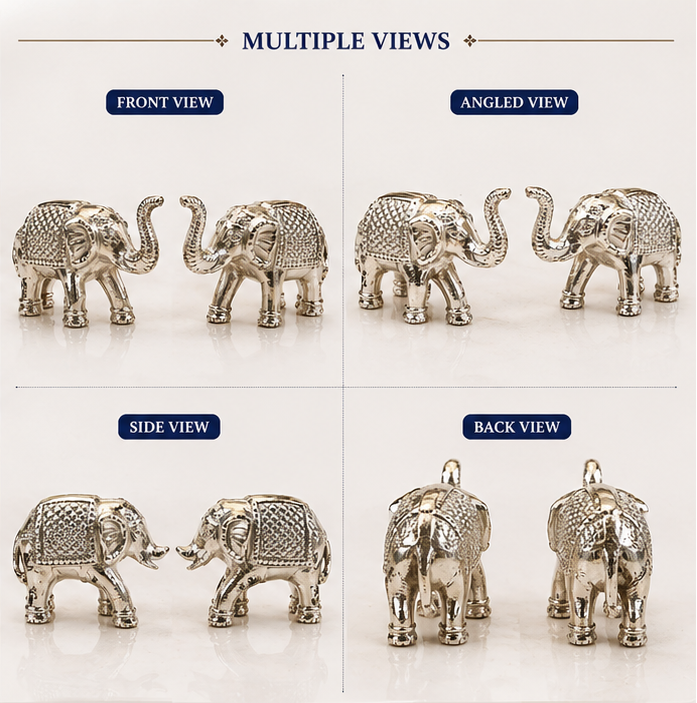German Silver/ Solid Elephant Set