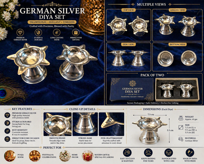 German Silver/ Niranjan Deepak Set