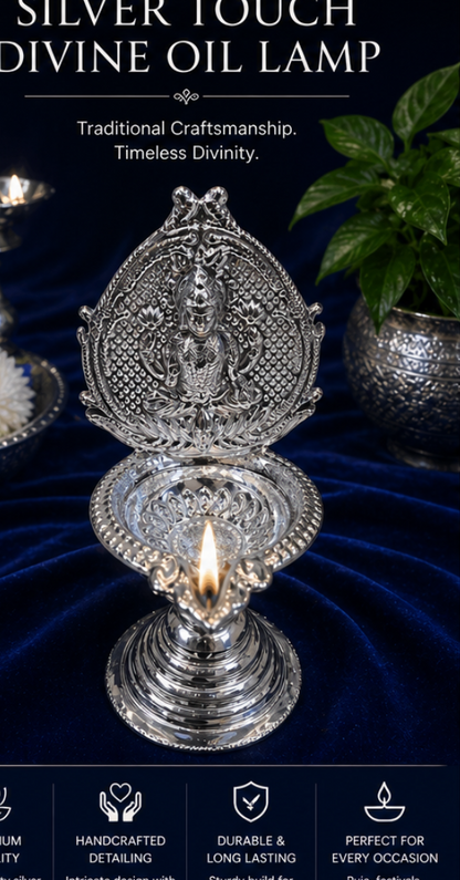 German Silver/ Lakshmi Standing Deepak