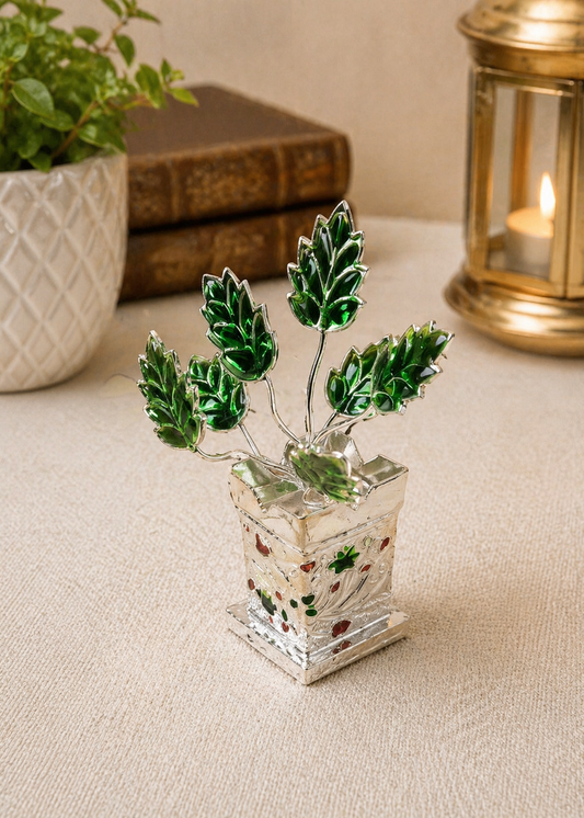 German Silver/ Mini Tulsi Pot