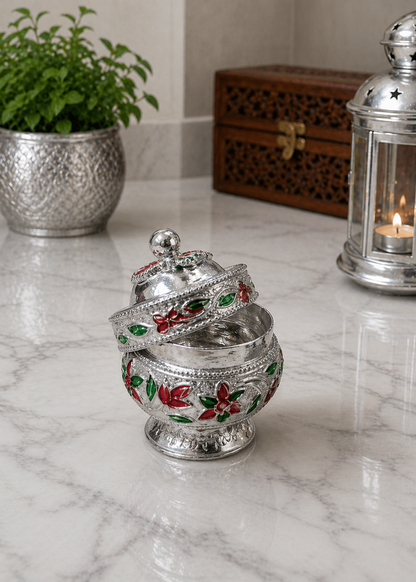 German Silver/ Meena Work Sindur Dani