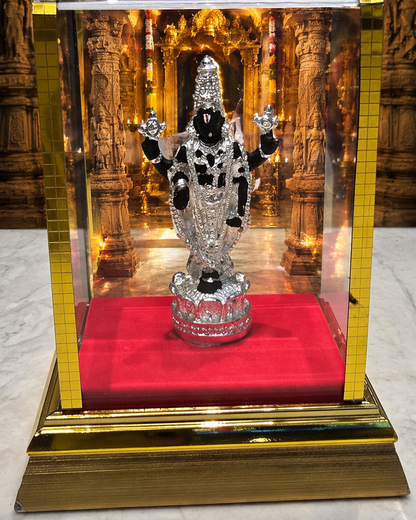 999 Silver Plated/Lord Venkateswara Tirupati Balaji Murti Idol With Protective  Cover