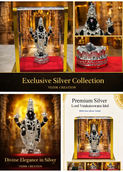 999 Silver Plated/Lord Venkateswara Tirupati Balaji Murti Idol With Protective  Cover