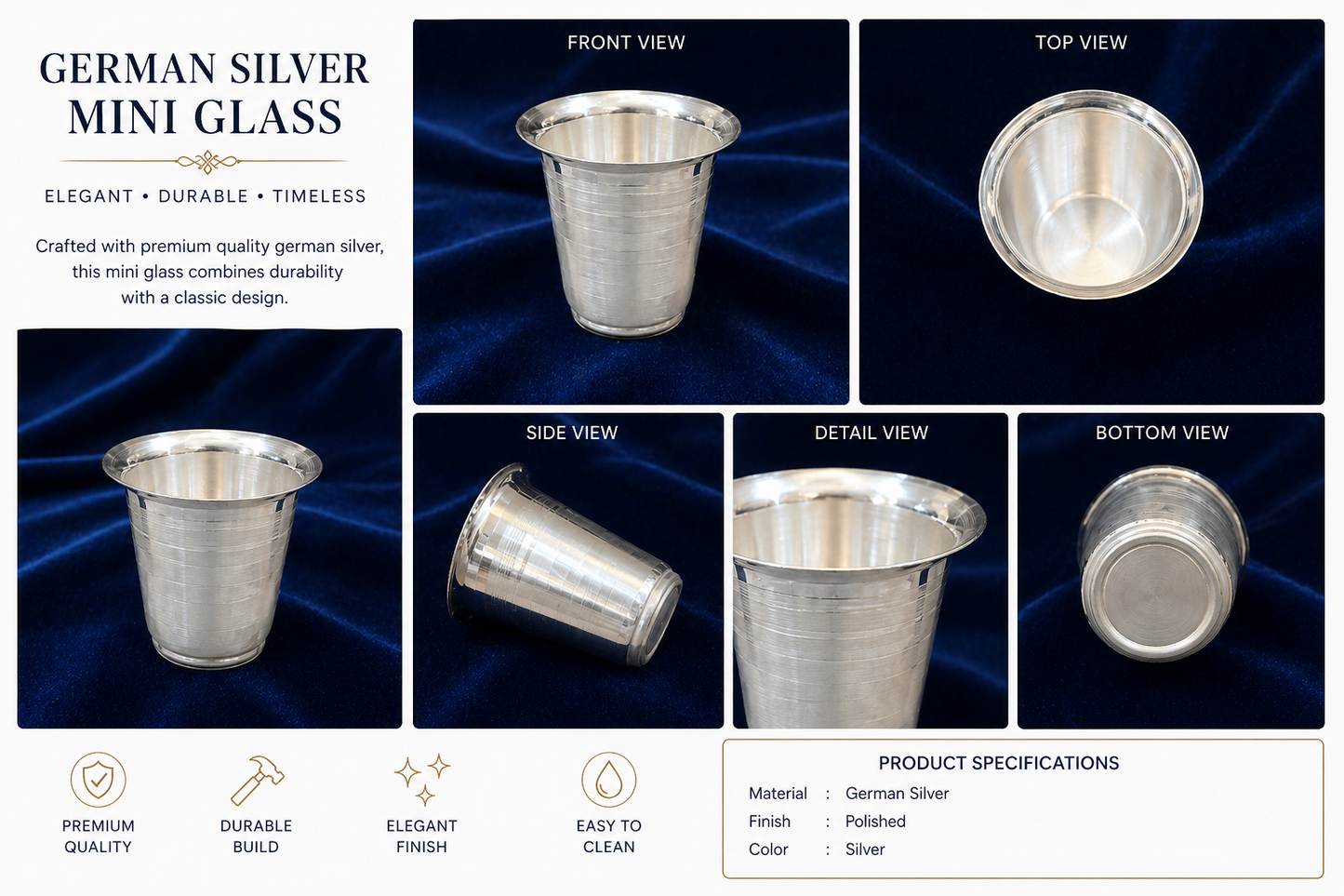 German Silver/ Mini Glass