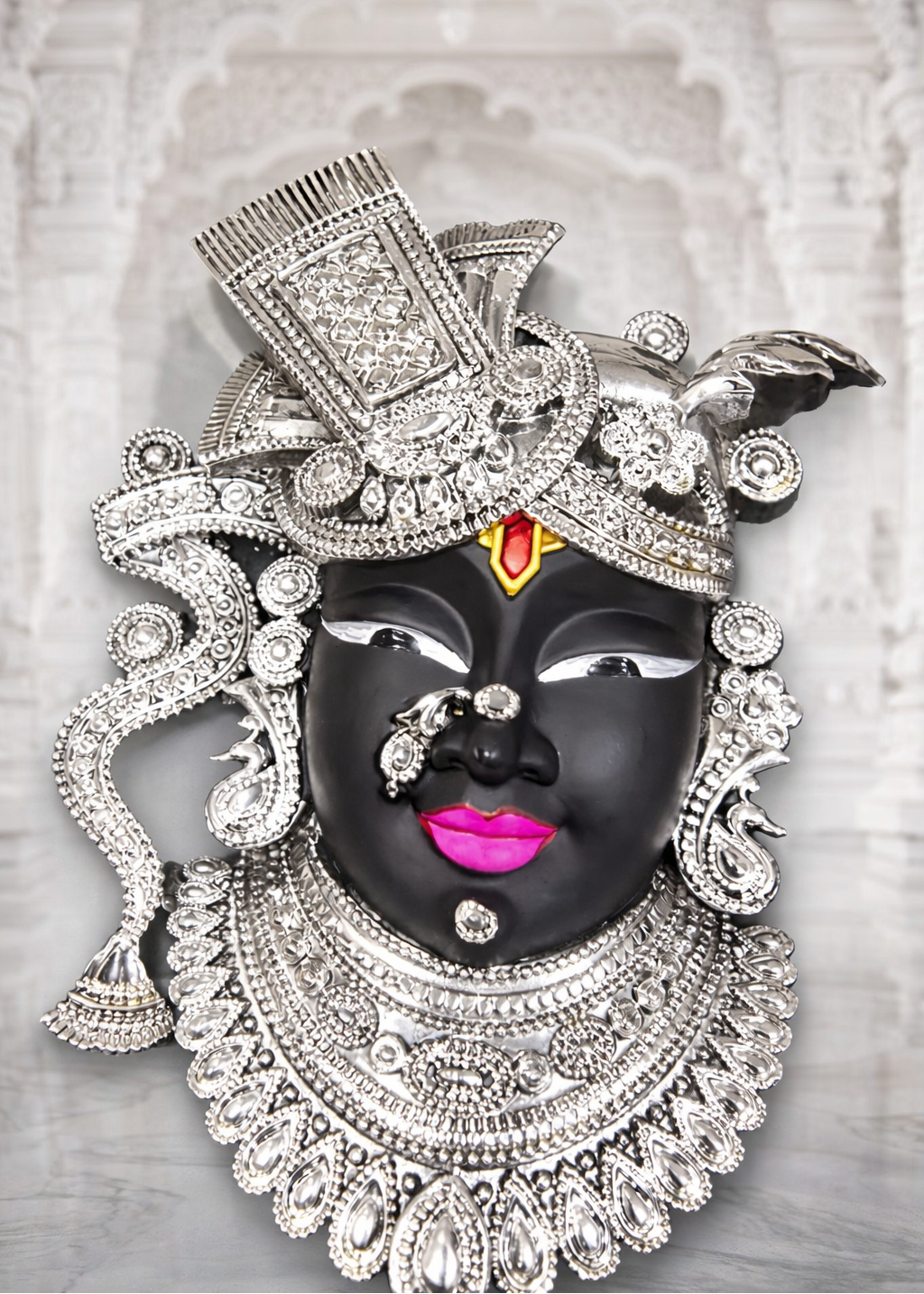 999 Silver Plated/  Shrinath Ji Idol Divine Elegance For Your Home