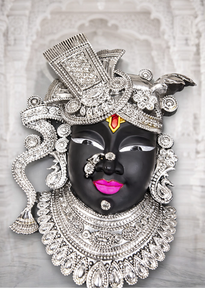 999 Silver Plated/  Shrinath Ji Idol Divine Elegance For Your Home