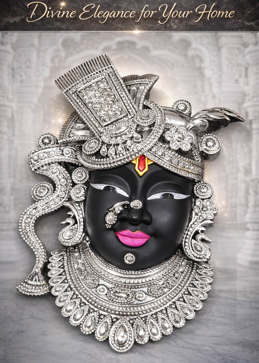 999 Silver Plated/  Shrinath Ji Idol Divine Elegance For Your Home