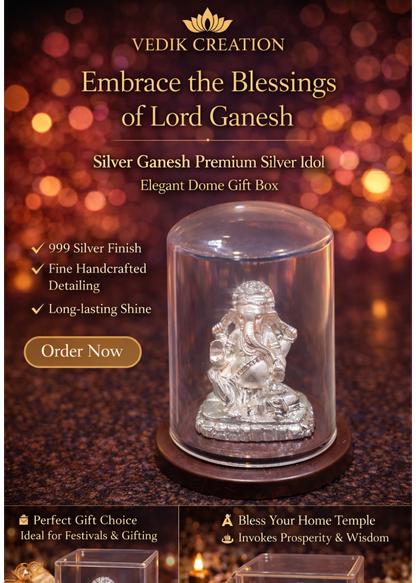 999 Silver Plated/ Ganesh ji Mini Capsul Cabinet Idol