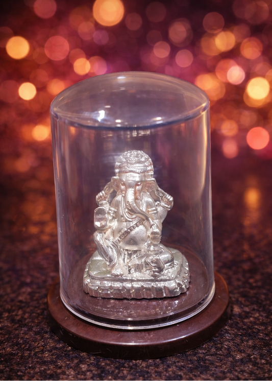 999 Silver Plated/ Ganesh ji Mini Capsul Cabinet Idol