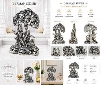 German Silver/ Antique Tree With Radha Krishna