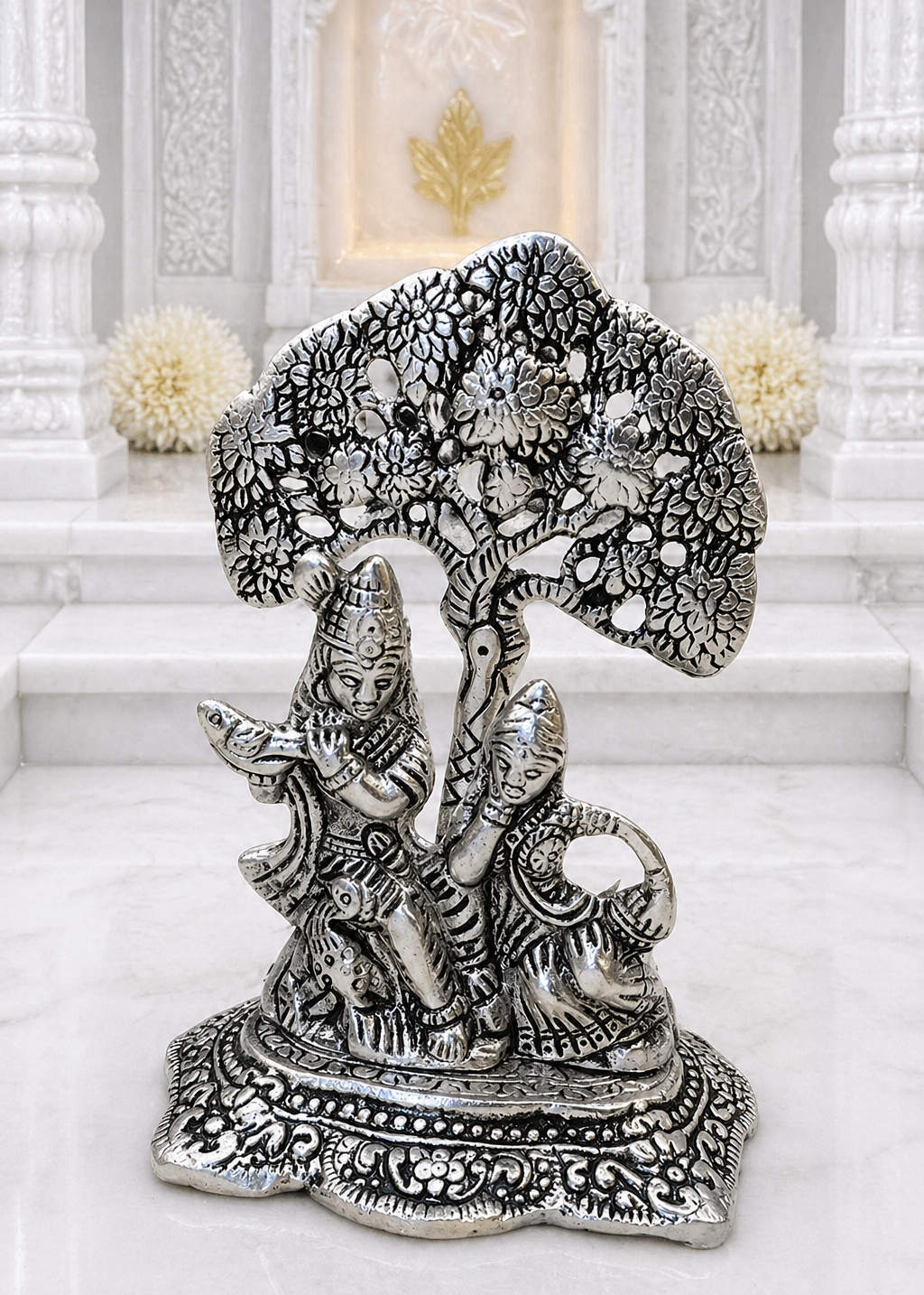 German Silver/ Antique Tree With Radha Krishna