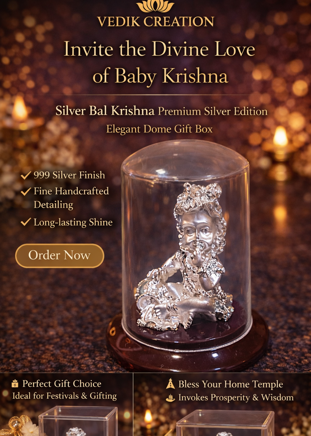 999 Silver Plated/ Laddu Gopal ji Mini Capsul Cabinet