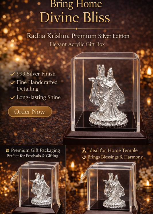 999 Silver Plated/ Shri Radha Krishna Mini Cabinet
