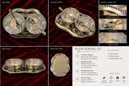 999 Silver Plated/Tray Bowl Set
