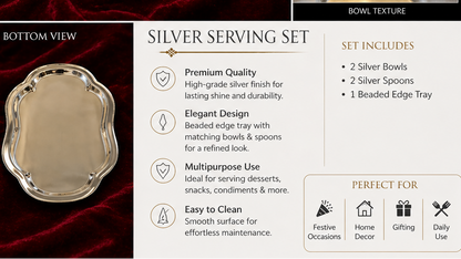 999 Silver Plated/Tray Bowl Set