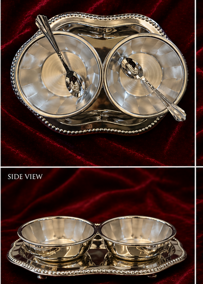 999 Silver Plated/Tray Bowl Set