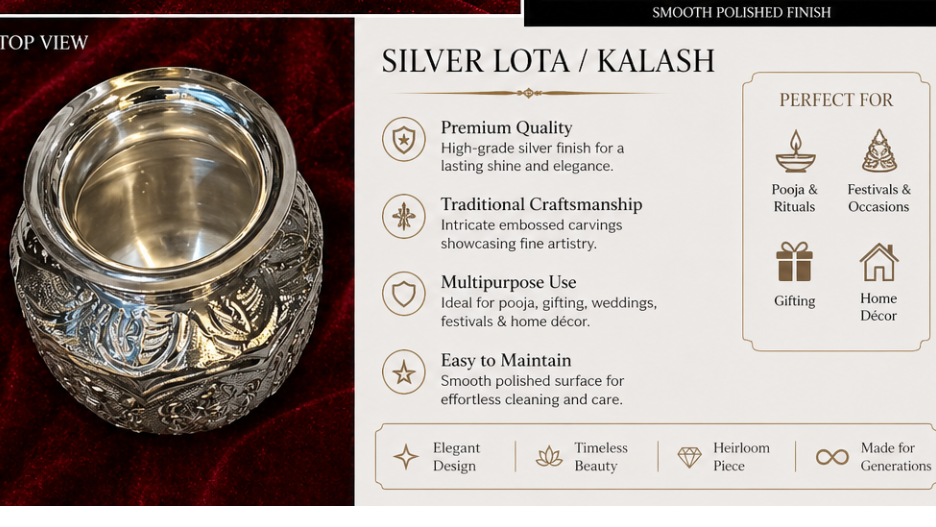 999 Silver Plated/Ashta Lakshmi Kalash