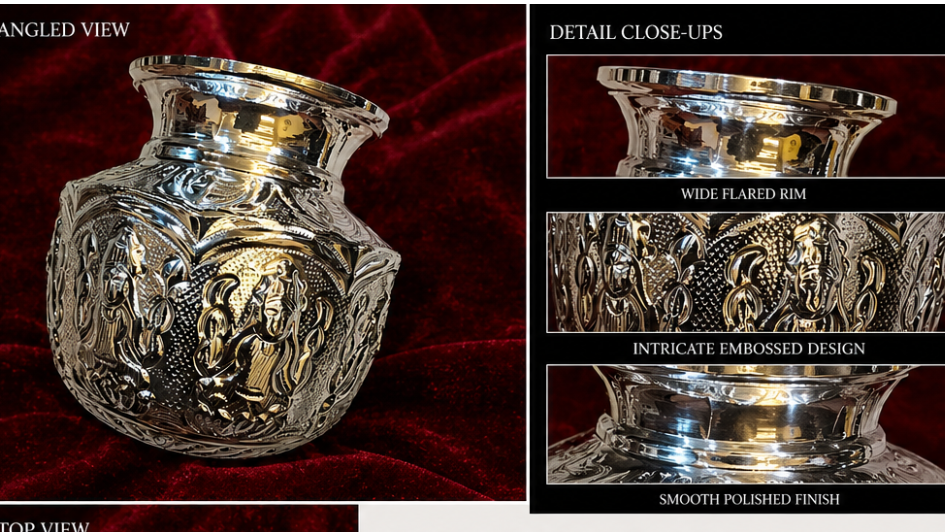 999 Silver Plated/Ashta Lakshmi Kalash