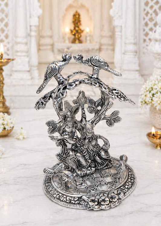 German Silver/Tree With Radha Krishna Sitting