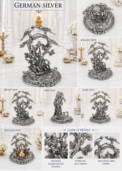 German Silver/Tree With Radha Krishna Sitting
