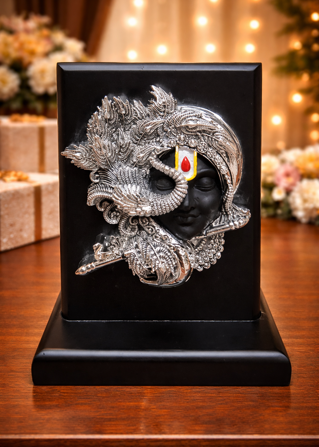 999 Silver Plated/ Lord Krishna Face With Premium Box