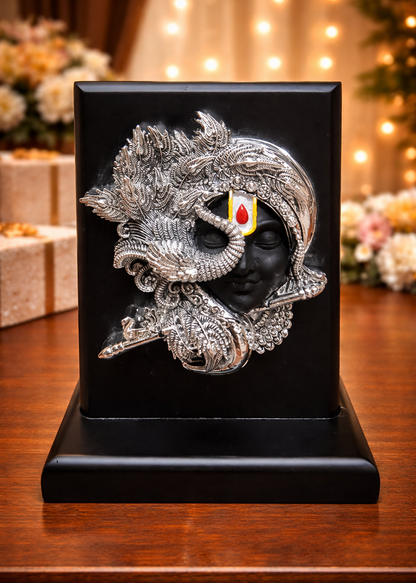 999 Silver Plated/ Lord Krishna Face With Premium Box
