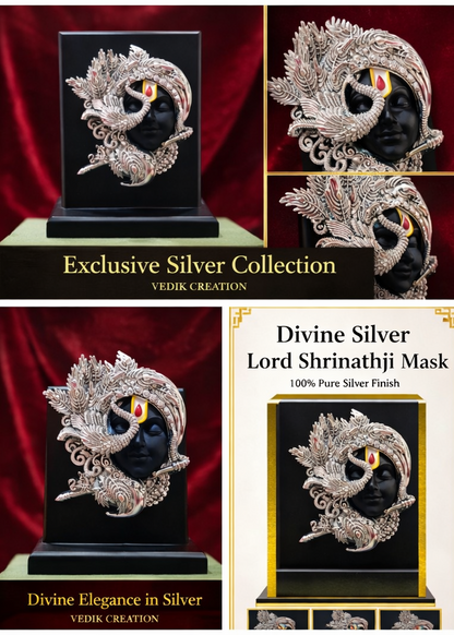 999 Silver Plated/ Lord Krishna Face With Premium Box