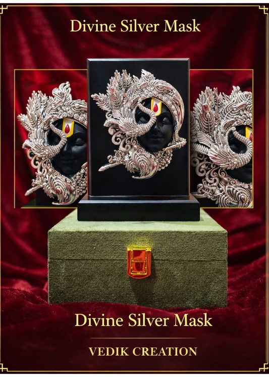 999 Silver Plated/ Lord Krishna Face With Premium Box