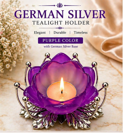 German Silver/ Purple Color Tealight Holder