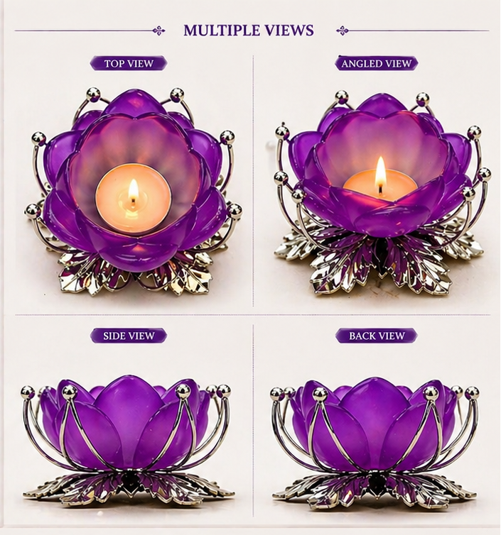 German Silver/ Purple Color Tealight Holder