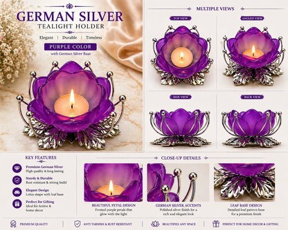 German Silver/ Purple Color Tealight Holder