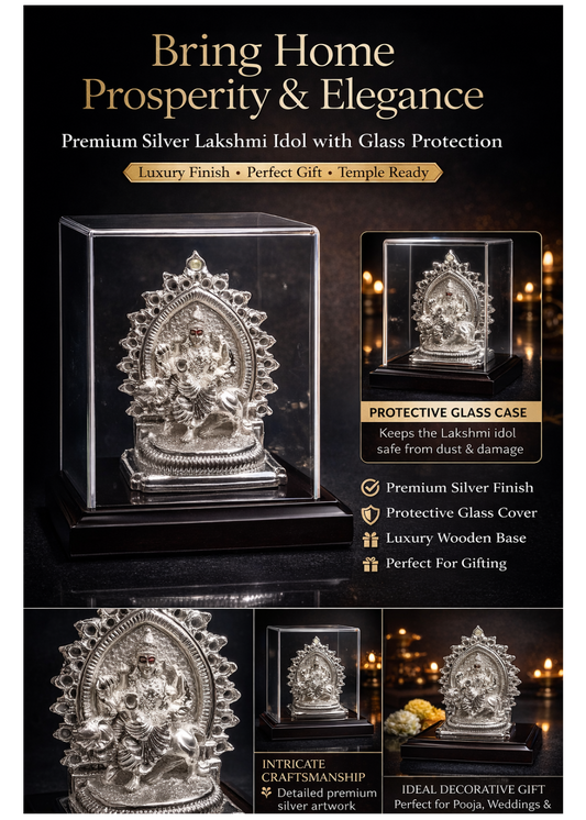 999 Silver Plated/ Shri Durga ji Idol With Protective Cover