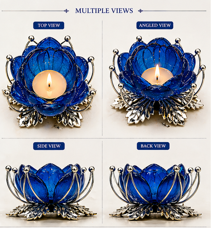 German Silver/ Blue Color Tealight Holder