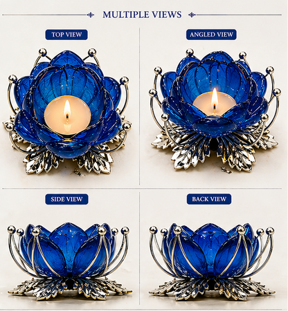 German Silver/ Blue Color Tealight Holder