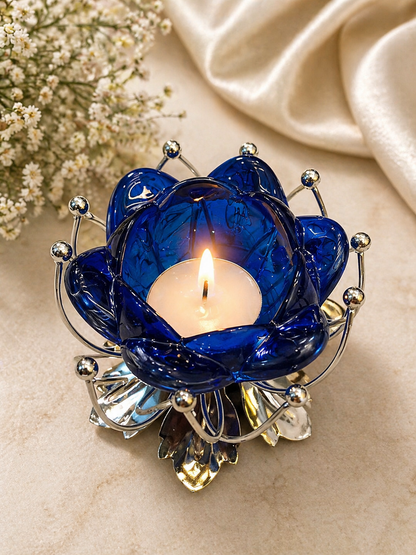 German Silver/ Blue Color Tealight Holder
